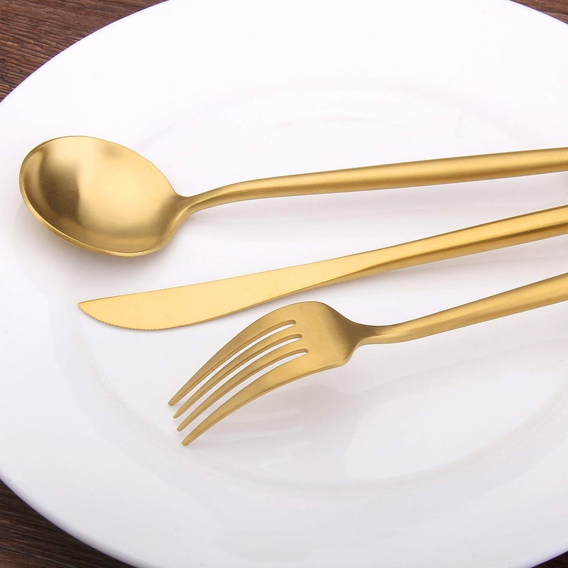 sharecook Matte Gold Silverware Set, sharecook 20-Piece Stainless Steel Satin Finish Flatware Set Service for 4, Kitchen Utensil Set, Tableware Cutlery Set for Home and Restaurant - Image 5